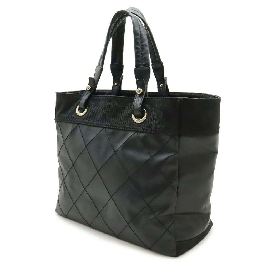 CHANEL Black Coated Canvas Tote Bag - Picture 3 of 10
